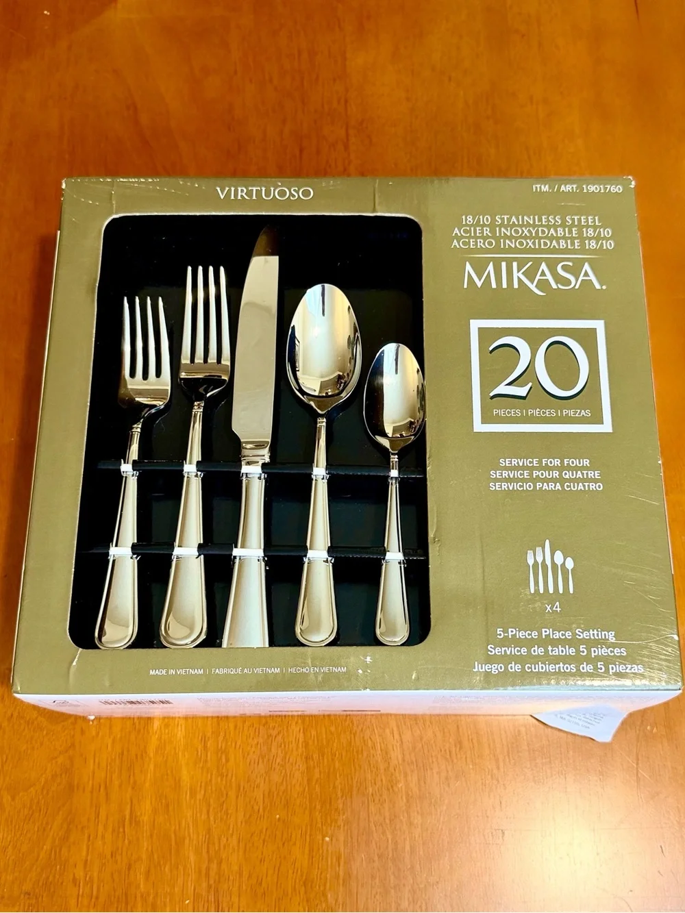 New Mikasa Virtuoso 20-Piece Flatware Set 18/10 Stainless Steel Service for 4